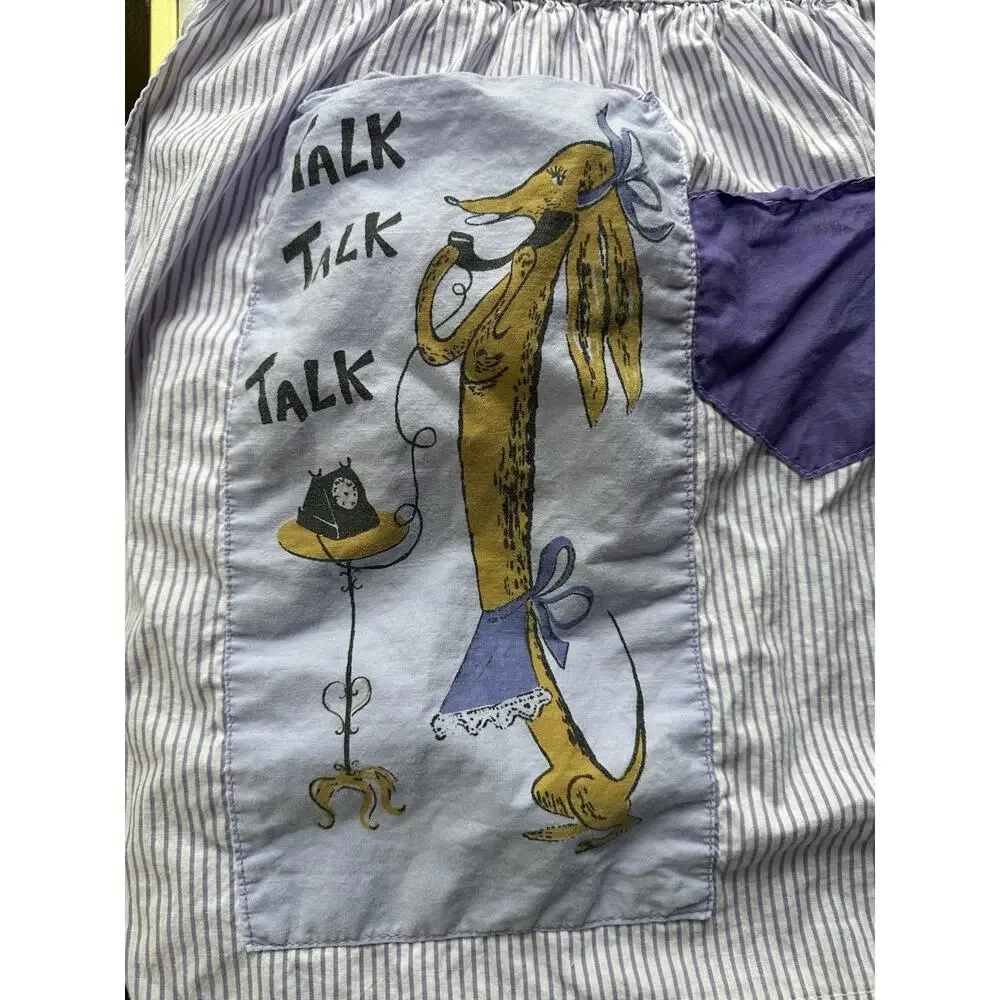 Vintage Novelty Half Apron with 2 pockets 2 tie strings 1950s 1960s handcrafted